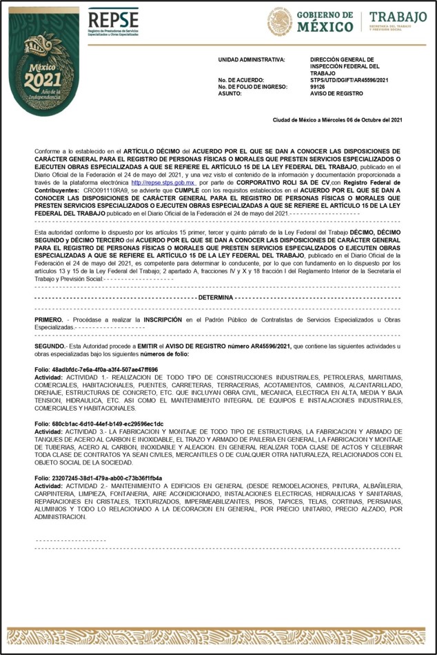 Constancia de Registro REPSE