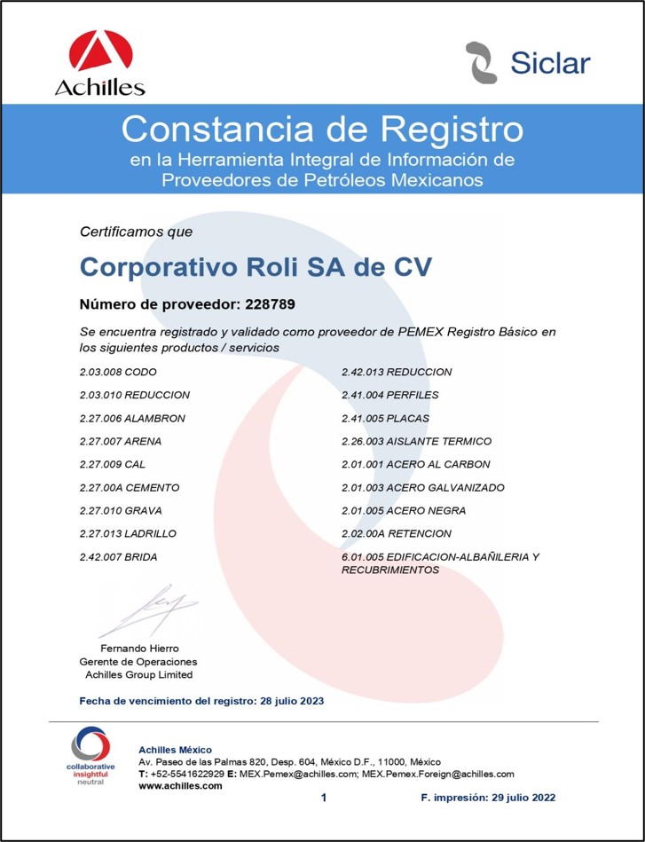 Constancia de registro